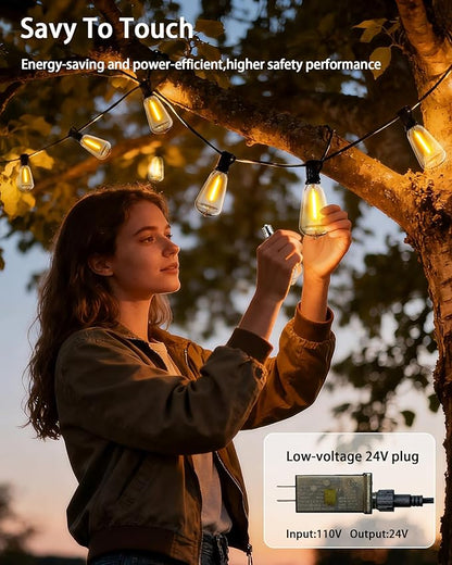 Outdoor String Lights Dimmable Waterproof with Remote, 45FT 17 Shatterproof ST38 Edison LED Bulbs Hanging Outside Light for Patio, Backyard, Porch, Deck, Balcony, Garden