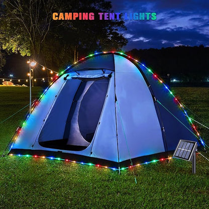JMEXSUSS 2 * 200 LED Solar Rope Lights, 66ft IP 65 Waterproof Camping Light Outdoor, 8 Modes Trampoline Accessories Solar Trampoline Lights for Camp Ladder Slide Tent (Multicolor)