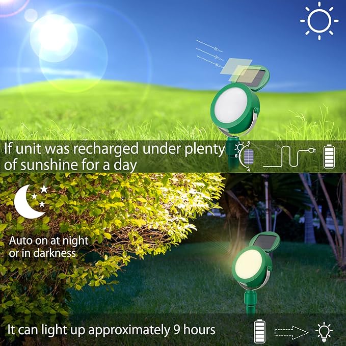 Solar Landscape Light, Color Changing Outdoor Path Lights Garden Plants Uplights Spotlight Indoor, Solar Motion Sensor Light Waterproof for Yard Pathway Step
