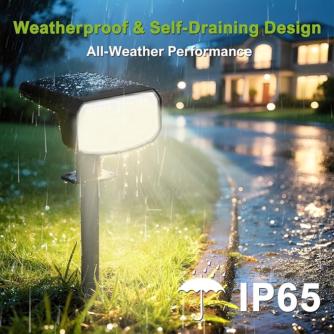 DAMINY Solar Spotlights Waterproof IP65,Auto On/Off,3000K 2 Lighting Modes Solar - Outdoor Security Flood Light | Lumora