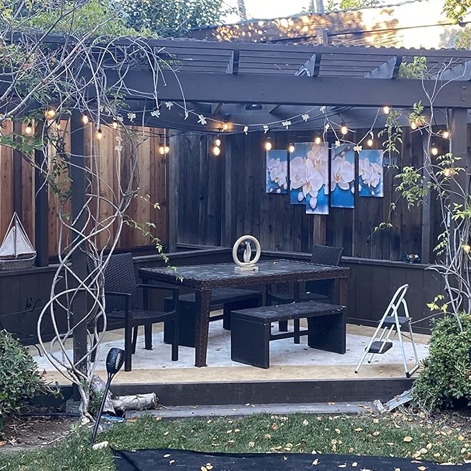 48Ft Outdoor Hanging String Lights,16 LED S14 Vintage Bulbs,Heavy Duty 120V Plug in & Connectable,Dimmable | Lumora