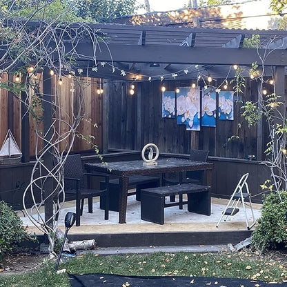 48Ft Outdoor Hanging String Lights,16 LED S14 Vintage Bulbs,Heavy Duty 120V Plug in & Connectable,Dimmable Waterproof Patio Lights,2700K Shatterproof Plastic Bulb