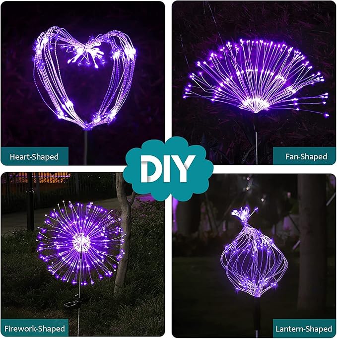 JJGoo Solar Firework Lights, 2 Pack 150 LEDs 2 Lighting Modes Solar Lights Outdoor Waterproof for Garden Patio | Lumora