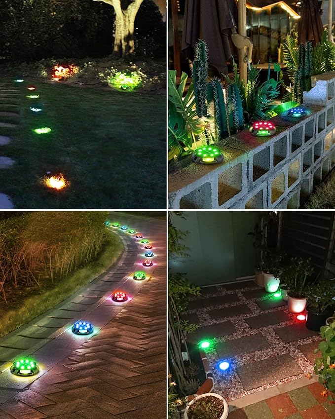 Biling Solar Ground Lights Outdoor, Bright 16 LEDs Solar Lights Outdoor Waterproof, Bronze Landscape Lights Solar | Lumora