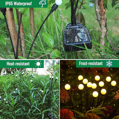 Garden Firefly Lights Solar ,2 Pack 6 LEDs Solar Powered Swaying Outdoor Lights Waterproof,Landscape Yard Patio Pathway Garden Decor,Warm White