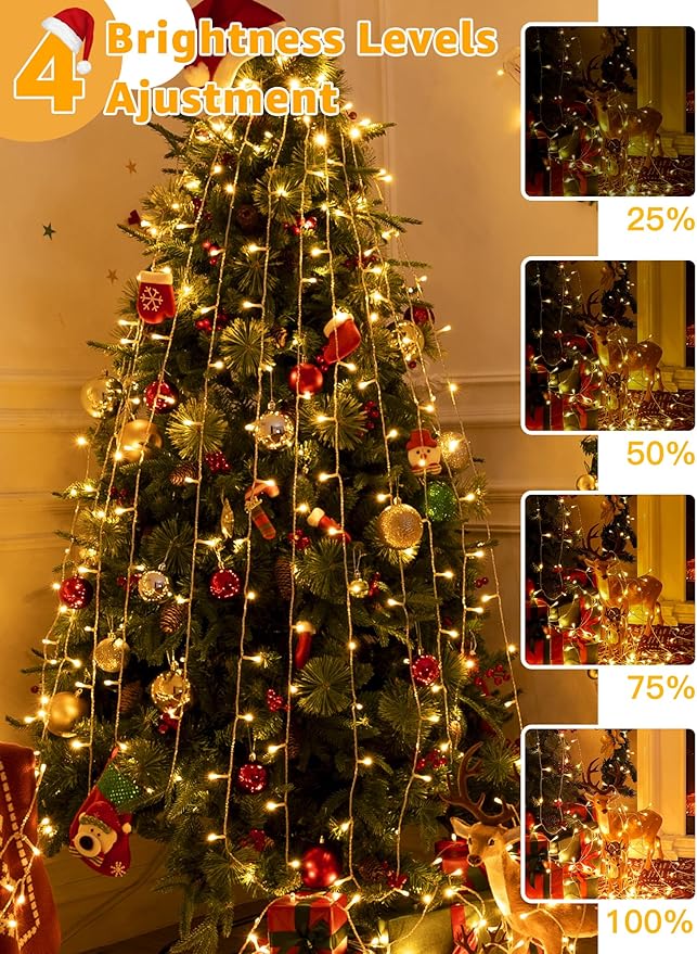 Christmas String Lights 600LED 98FT, Waterproof String Lights with Remote and Timer, 8 Modes Dimmable Christmas | Lumora
