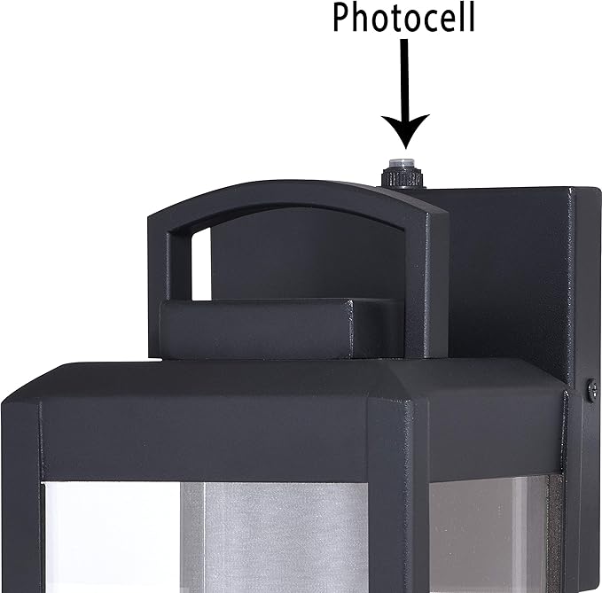 VAXCEL Kinzie Outdoor Porch Light, 5" W x 14.25" H Black Outdoor Lantern, Modern Dusk to Dawn Wall Light for Porch | Lumora