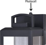 VAXCEL Kinzie Outdoor Porch Light, 5" W x 14.25" H Black Outdoor Lantern, Modern Dusk to Dawn Wall Light for Porch | Lumora