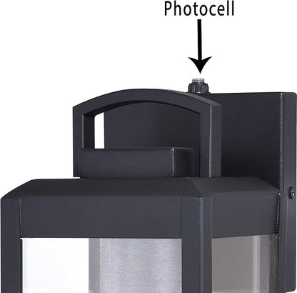 VAXCEL Kinzie Outdoor Porch Light, 5" W x 14.25" H Black Outdoor Lantern, Modern Dusk to Dawn Wall Light for Porch, Patio, Deck, or Front Door