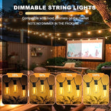 LAMPHOME LED Outdoor String Lights 100FT Patio Lights with 52 Shatterproof ST38 Vintage Edison Bulbs, Outside | Lumora