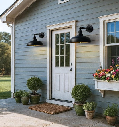 Large 20" Outdoor Gooseneck Barn Lights - Black Wall Mount, Weatherproof and Rustproof, Classic Farmhouse Style for Warehouse, Porch or Barn - 2 Pack
