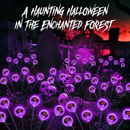 Halloween Decorations Outdoor Solar Eyeball Lights Purple: 6 Pack 36 Led Scary Halloween Lights Decoration, Waterproof Solar Yard Light Swaying Outside Decor for Pathway, Law, Party Gifts