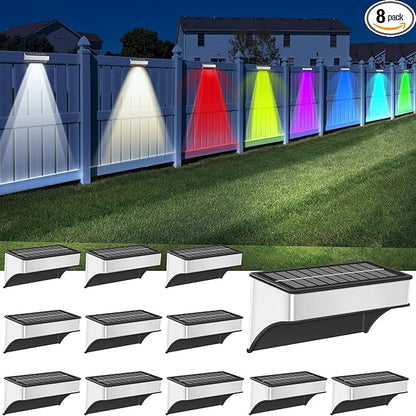 Solar Fence Lights Outdoor,16 Pack Step Lights Solar Powered with 9 Lighting Options, IP65 Waterproof, Deck Light Solar Powered for Outside/Backyard/Patio/Wall/Railing/Pool/Stair