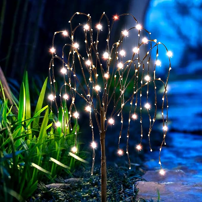 FUCHSUN 4.6 FT 200 LED Solar Lighted Willow Tree Outdoor, Light Up Weeping Willow Tree Garden Pathway Lights | Lumora