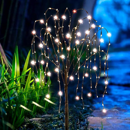 FUCHSUN 4.6 FT 200 LED Solar Lighted Willow Tree Outdoor, Light Up Weeping Willow Tree Garden Pathway Lights, Outside Decor Home Patio Yard Party Wedding Christmas Decorations (Warm White)