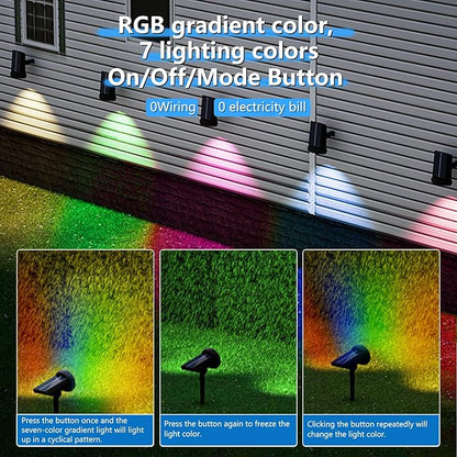 Solar Lights Outdoor Waterproof IP68，3 Lighting Modes，Solar Spot Lights Outdoor，Dark Sensing Auto On/Off ，Solar Powered Garden Yard Spot Solar Lights for Outside Landscape (Multicolor, 8 Pack)