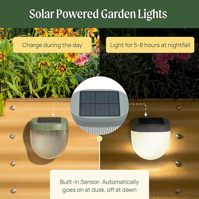 Vego garden Rippled Solar Garden Lights with Auto Sensors Magnetize Securely to Raised Beds, IPX4 Waterproof Outdoor LED Light for Patio & Yard Terra Cotta, 8 Pack