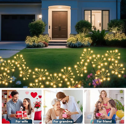 Solar Garden Lights 4 Pack Waterproof Swaying Starburst Light Solar Outdoor Lights for Yard Patio Walkway Pathway Party Wedding Decoration, Unique Gifts for Women, Warm White