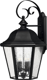 Hinkley Edgewater Large Wall Mount Outdoor Lantern - Aluminum, Clear Seedy Glass, Traditional - Black Finish | Lumora