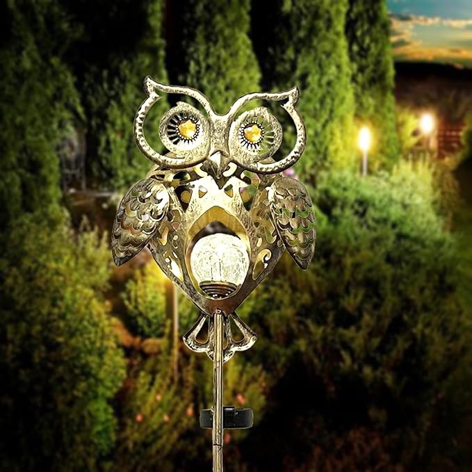 Owl Light for Garden Decor - Waterproof Pathway Stakes, Outdoor Lawn Patio Lights, Unique Yard Gift for Family