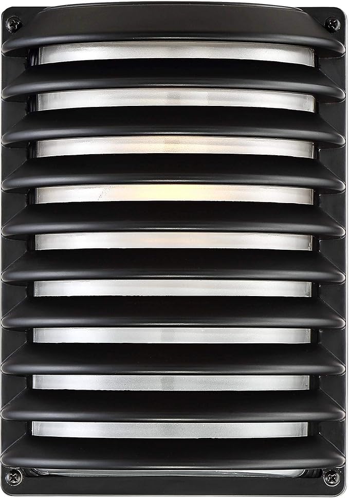 John Timberland Black Grid Modern Industrial Outdoor Wall Light Fixture 10" Frosted Glass Shade for Exterior Barn | Lumora