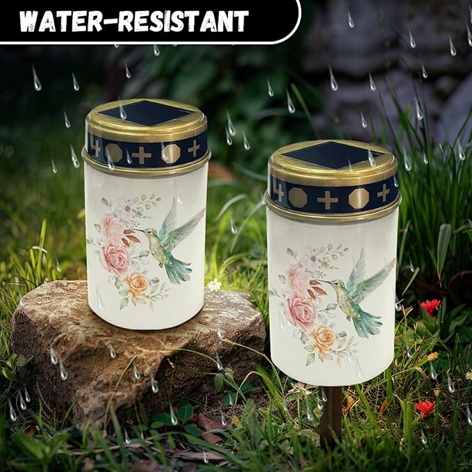 Hummingbirds Rose Solar Outdoor Lights Solar Garden Stake Lights Waterproof Pathway Lights Flameless Landscape | Lumora