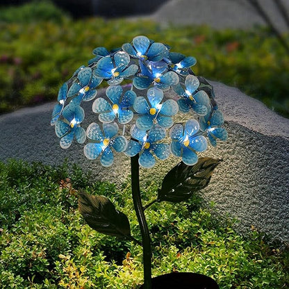 Solar Garden Lights Metal Flower Garden Stake Yard Art,Solar Hydrangea Stake Lights,Hydrangea Flowers Metal Stake With Solar Lights Outdoor,Waterproof LED Lights For Garden,Lawn,Patio,Courtyard ( Colo
