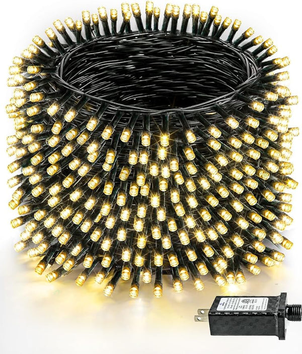 1000 LED Christmas Lights Outdoor Indoor, Super Long 330 FT Green Wire Plug In String Lights with Memory & Timer & | Lumora