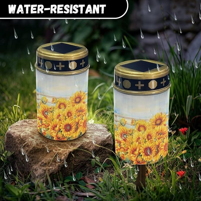 Sunflower Solar Garden Light Dustproof Waterproof Solar Light for Garden Yard Decorative Solar Light Landscape Path Light LED Solar Lights Outdoor Cemetery Decorations for Grave
