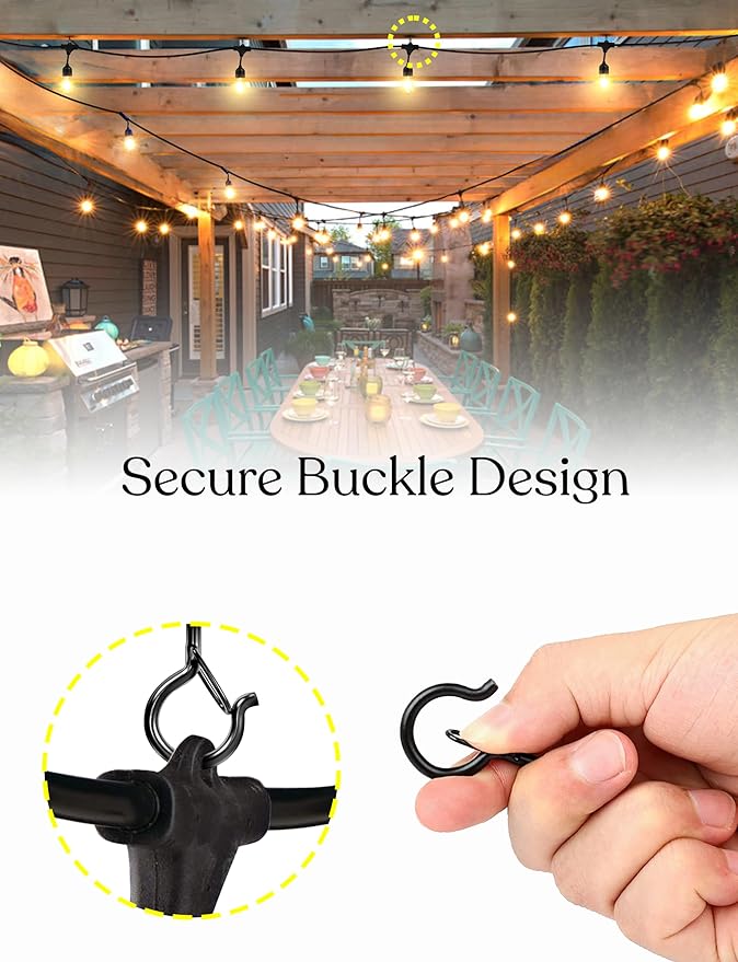 Brightech Bundle: 15 Hooks Ambience Pro Solar Powered Outdoor String Lights - Commercial Grade Patio Lights with 27 | Lumora