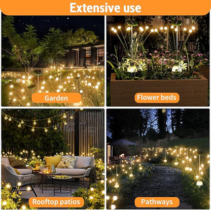 Super Bright Solar Garden Lights Outdoor, 2 Pack Solar Firefly Fairy Swaying Light Waterproof, Yard Lights for Patio/Pathway/Lawn, Gifts for Women, Outside Decoration, Warm White