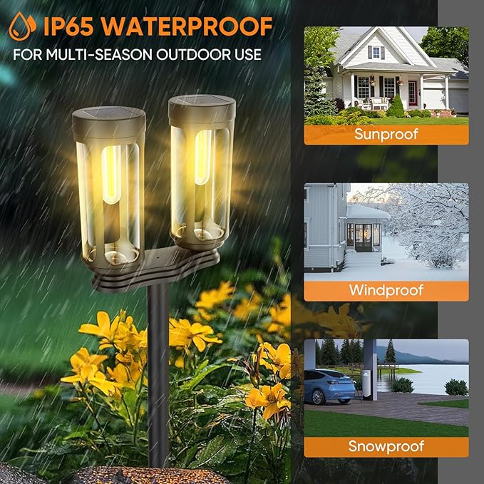 Solar Pathway Lights Outdoor, 8 Pack Bright Waterproof IP65 LED Solar Garden Lights with Auto On/Off, 10 Hours Lighting for Yard, Patio, Walkway, Driveway, Landscape Decor Warm Light