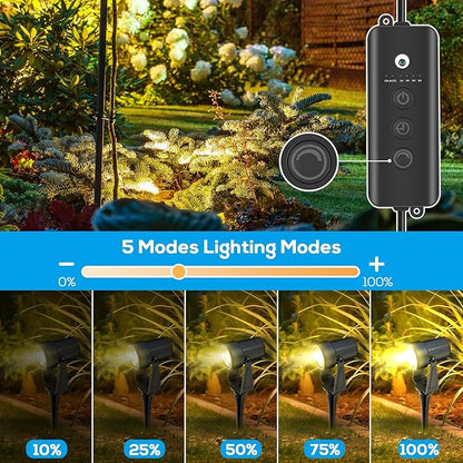 ZYAN Low Voltage Landscape Lights LED Landscape Lighting with Sensor, IP65 Waterproof Outdoor Spotlights for Yard Garden, Plant Tree Spoltights Dimmable with Timer, Auto ON/Off (2 Pack)
