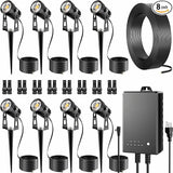 All-in-One Outdoor Low Voltage Landscape Lighting Kit, 8 Pack 3000K Landscape Spot Lights with 60W Transformer 65FT | Lumora