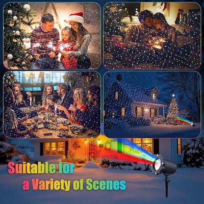 Laser Projector Firefly Lights Outdoor,12 Effect Moving RGB Lights Show Waterproof Laser Projection with RF Remote and Timer for Wedding Christmas Holiday Party Patio Garden Decor