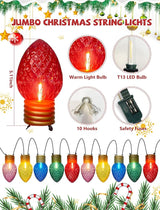 16Ft Jumbo LED Multicolor Valentine's Day String Lights Outdoor with 10 T13 LED Strawberry Bulb, Clear Multicolor | Lumora
