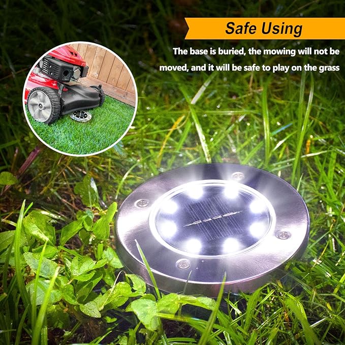 Aogist Solar Ground Lights, LED Garden Disk Lights In-Ground Outdoor Landscape Lighting for Lawn Patio Pathway Yard | Lumora