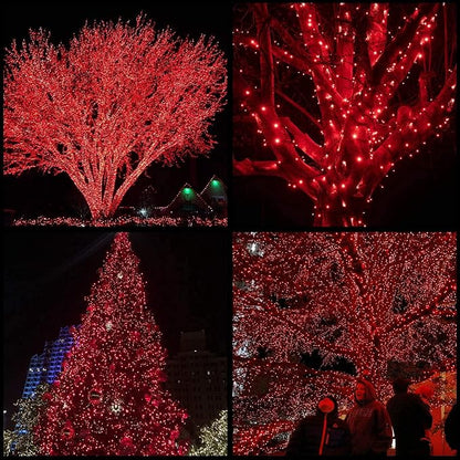 YULETIME 200 Red Wide Angle LED Christmas Lights, 66 Feet Green Wire UL Certified 5mm Holiday String Light Set (Red)