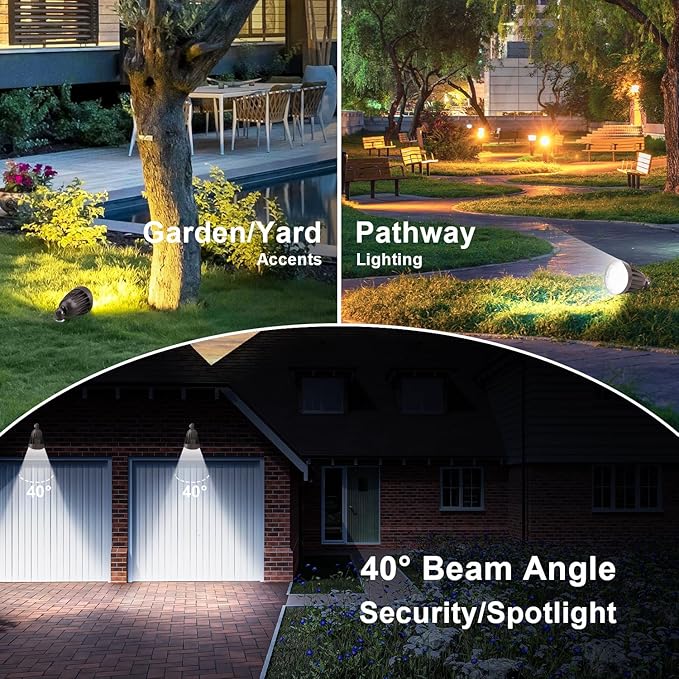 OSTEK 25W LED Bullet Spotlight Flood Light, 3CCT Selectable LED Landscape Spotlight with Knuckle Mount 3500LM, 0-10V Dimmable Commercial Outdoor Weatherproof Flood Light 120-277V, UL-Listed (12 Pack)