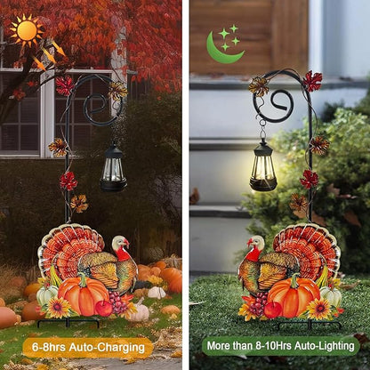 Thanksgiving Turkey Decorations Outdoor,Solar Turkey Garden Stakes,Autumn Fall Decor Yard Stake for Outdoor Garden Lawn Patio
