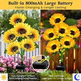 Solar Garden Lights Outdoor, 4 Pack Sunflower Lights with 24 Real Looking Flowers, Waterproof Summer Garden Decor | Lumora