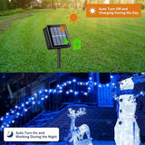 QITONG 2 Pack Blue and White Solar Christmas Lights, Each 66ft 200 LED Solar String Lights Outdoor Waterproof, 8 | Lumora