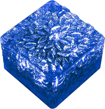 keeda Solar Brick Lights Waterproof Solar Path Ice Cube Lights Outdoor LED Decorative Ice Block Floor Tile Lights for Garden, Pathway, Patio, Walkway (Blue, Pack of 1)