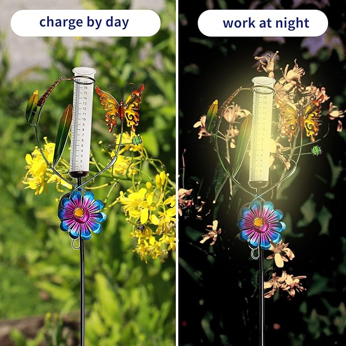 Luxshiny Solar Garden Decorative LED Stake Lamp Outdoor Solar Powered Lawn Path Lights for Yard and Patio
