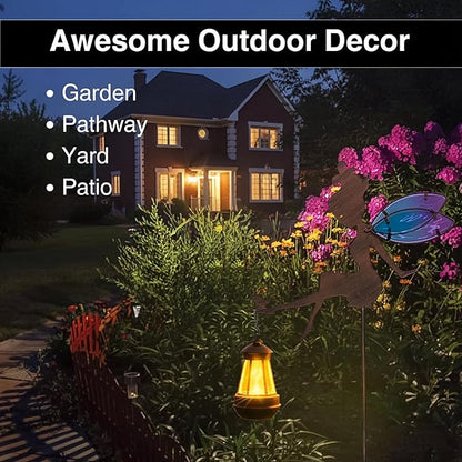 Solar Fairy Garden Statue Floral Figurine Light, Outdoor Sculpture Decor for Patio Yard Lawn, Festival Gift