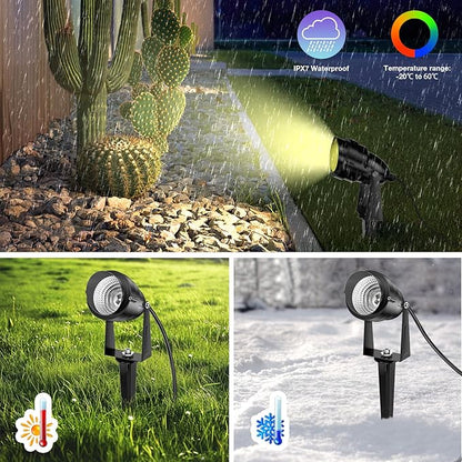 1500LM LED High Brightness Outdoor Landscape Lighting 15W RGB Color Changing Landscape Lights Remote Control Spot-Lights with Plug in IP66 Waterproof Flood Light for Garden-4 Packs