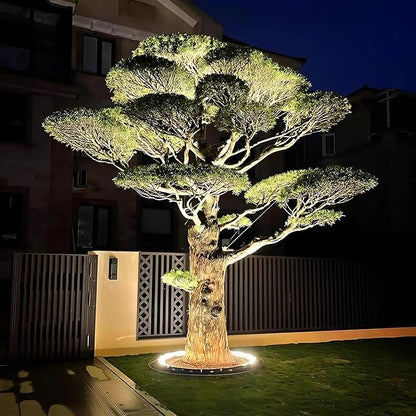Outdoor Ring Tree Light - AC 24V Colored LED IP65 Waterproof Palm Tree Uplighting with Adjustable Tree Rings, Expandable Interlocking LED Uplighting or Downlight for Trees/Roman Columns(For expanding)