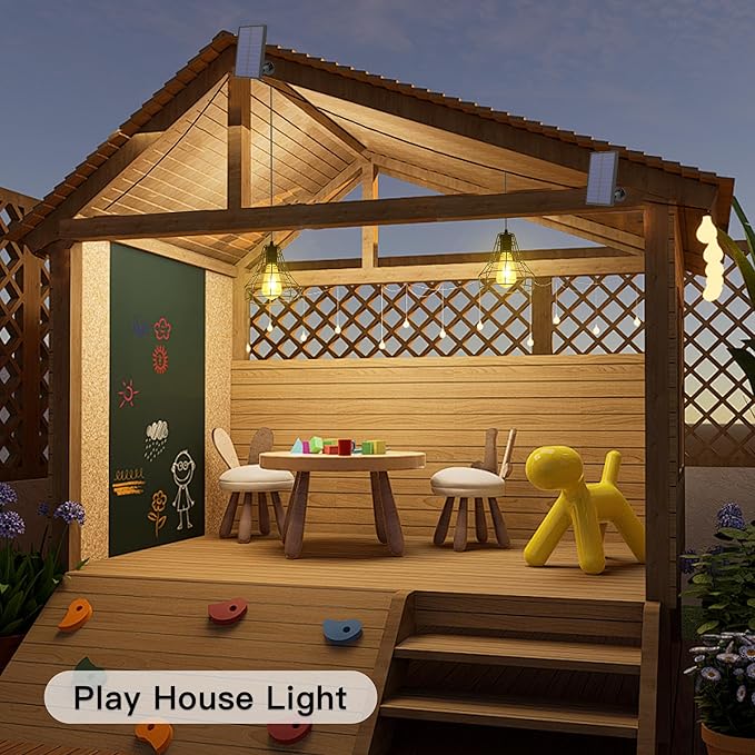 Solar Pendant Lights, Solar Powered Shed Light with Pull Cord and Remote for Outdoor Indoor, Solar Chandelier, Gazebo Light with Adjustable Panel for Yard Patio Balcony Barn Garage