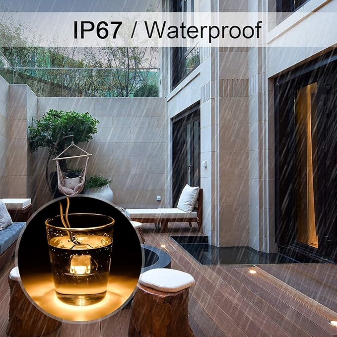 RNEHON LED Deck Lights Kit, Waterproof IP67 Deck Lamp Low Voltage 10 pcs Warm White LED In-ground Lighting Outdoor | Lumora