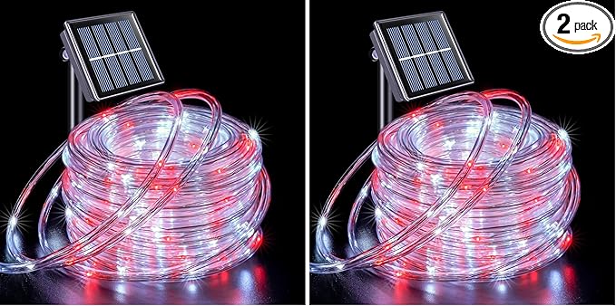 JMEXSUSS 200 LED Solar Rope Lights, 72ft IP 65 Outdoor Waterproof Christmas Lights with 8 Modes, Red and White for | Lumora